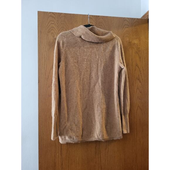 Talbots Cowlneck Pure Cashmere Tan Long Sleeve Sweater Blouse EUC Soft Medium - Picture 2 of 5
